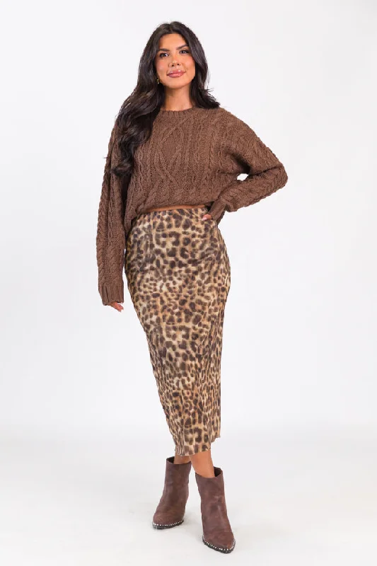 Fierce Love Leopard Knit Midi Skirt wool skirt warm
