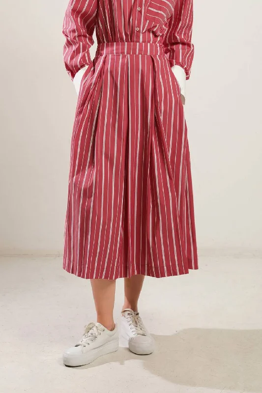 BEHIND THE GRIN WOVEN MIDI SKIRT elastic waist skirt