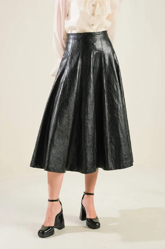 MY HEART TO YOU LEATHER MIDI SKIRT chiffon skirt lightweight