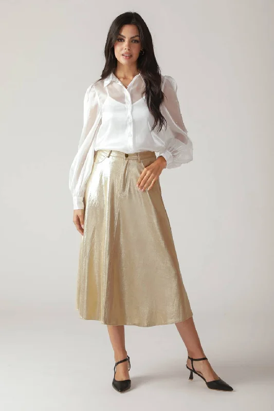 MYSTIC TWILIGHT FAUX LEATHER MIDI SKIRT linen skirt breathable