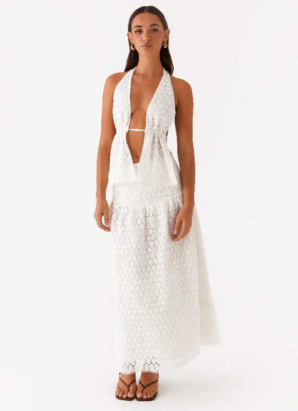 Indiana Corset Midi Skirt - White chiffon skirt floaty