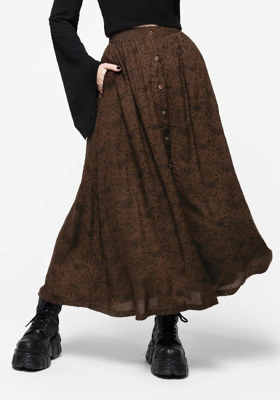 Rosamoth Button Up Midi Skirt wool skirt breathable