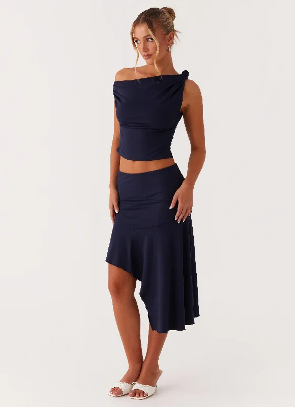 Viola Midi Skirt - Navy boho skirt vibe