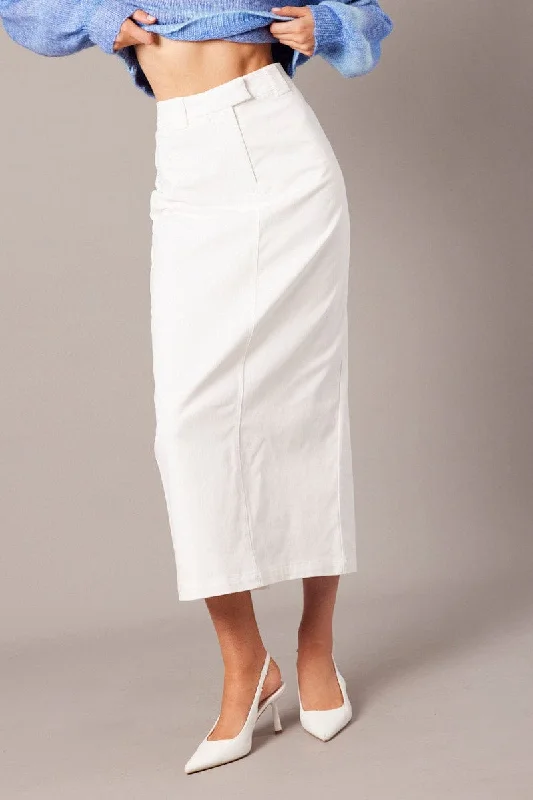 White Tailored Skirt Midi Mid Rise mini skirt trendy