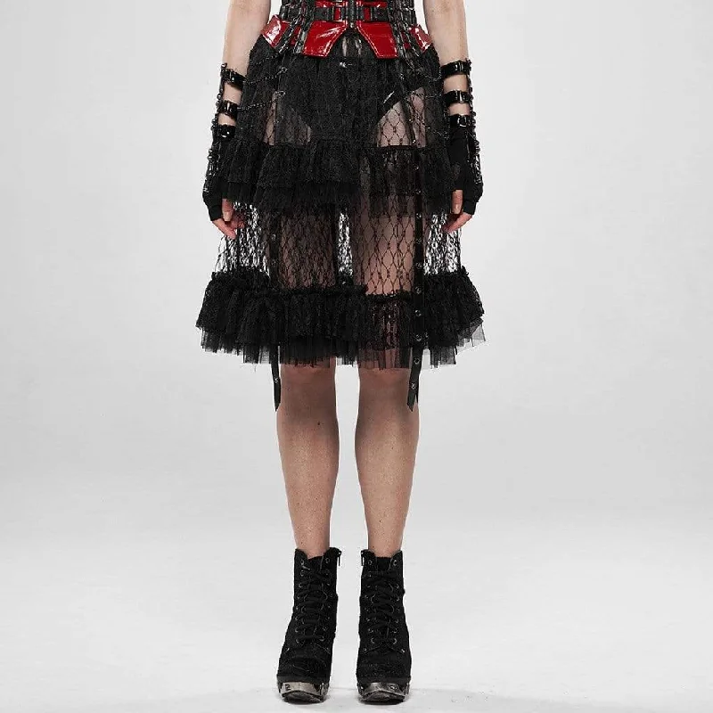 Women's Goth High-waisted Multilayered Mesh Skirts maxi skirt elegant
