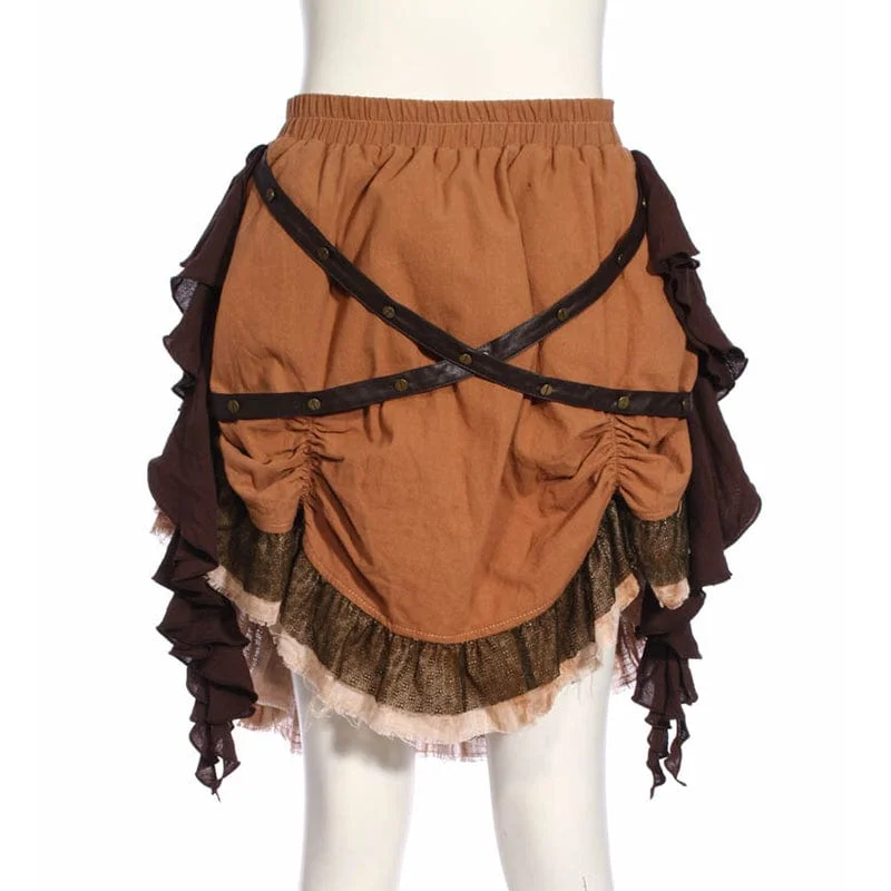 Women's Steampunk Irregular Layered Ruffled Skirt cashmere skirt soft