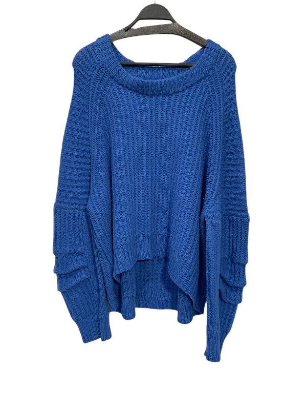 ALTUZARRA/Heavy Sweater/4/Wool/BLU/ Mesh Blend Leather Blend Suede Blend
