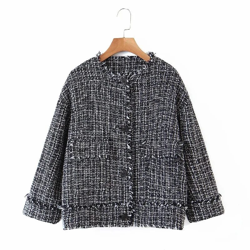 autumn woollen sweater for women with short, fringed cardigan  1386 Spandex Rayon Corduroy