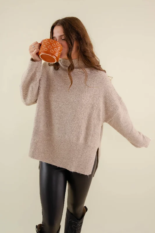 Cozy Activities Sweater-Taupe Spandex Rayon Corduroy