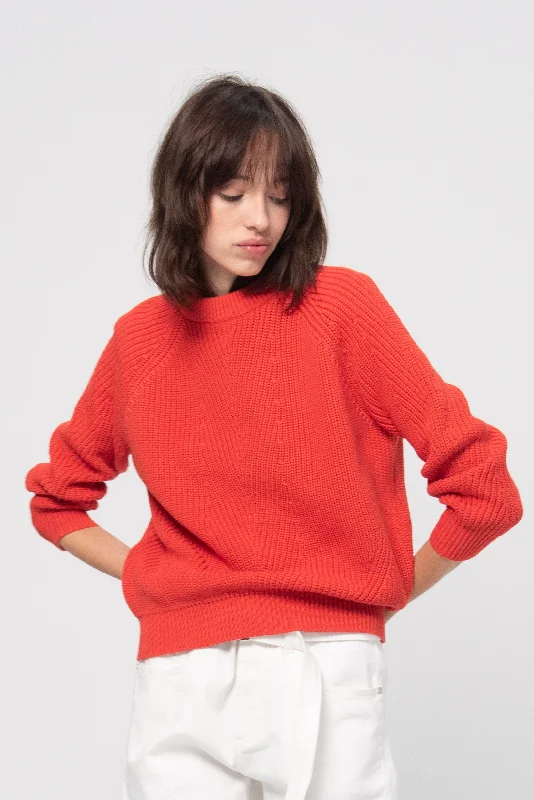 Chelsea Organic Cotton Sweater, Vermillion Stylish Fashionable Trendy