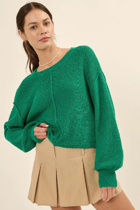 Good to Go Textured Exposed-Seam Sweater Embroidered Appliqued Beaded