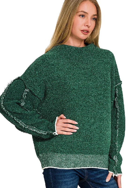 Heading To Town Oversized Mock Neck Sweater Open Front Closed Front Wrap Front