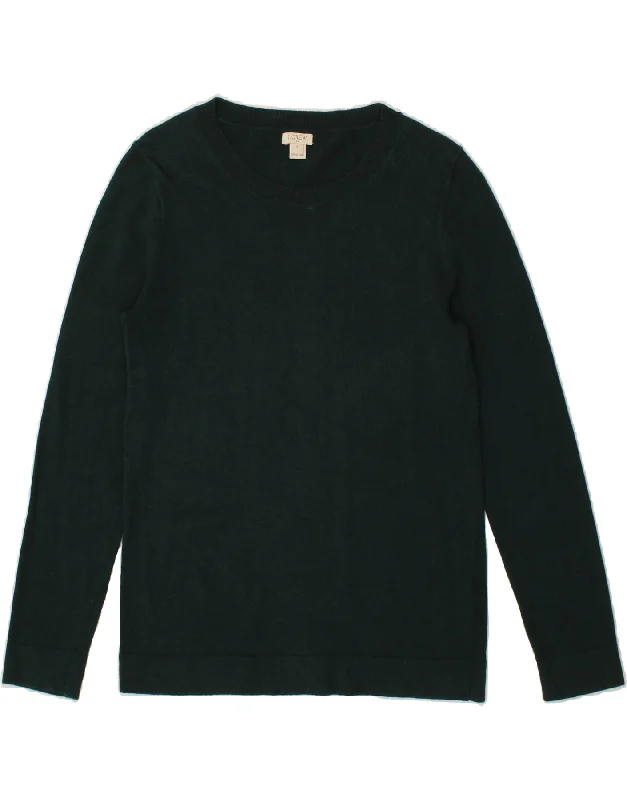 J. CREW Womens Boat Neck Jumper Sweater UK 10 Small Green Cotton Transparent Opaque Sheer