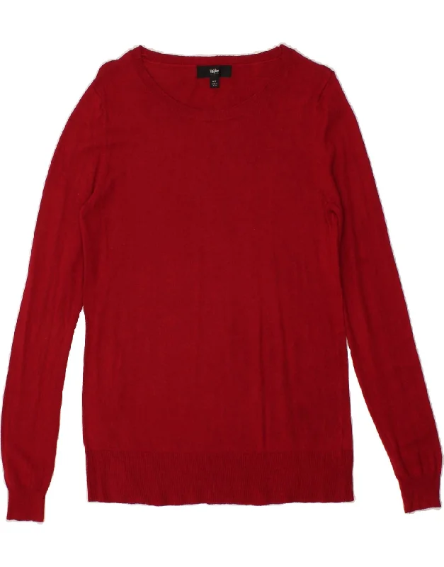 MOSSIMO Womens Boat Neck Jumper Sweater UK 12 Medium Red Nylon Ribbed Striped Patterned