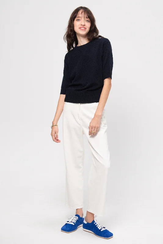 Round Neckline Sweater, Deep Night Wool Sweater Cotton Sweater Cashmere Sweater