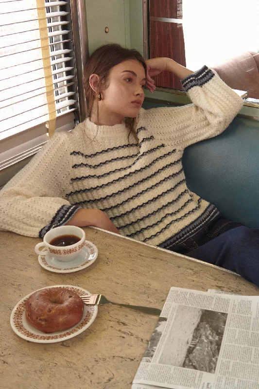 Sea Change Embroidered Crochet Knit Sweater Bright Pastel Dark