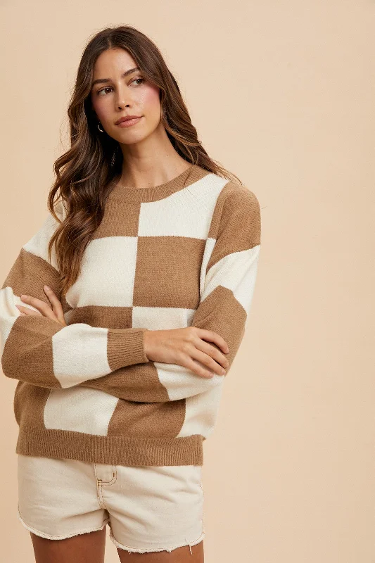 Sweet Truth Checkered Sweater Plaid Sweater Polka Dot Checkered