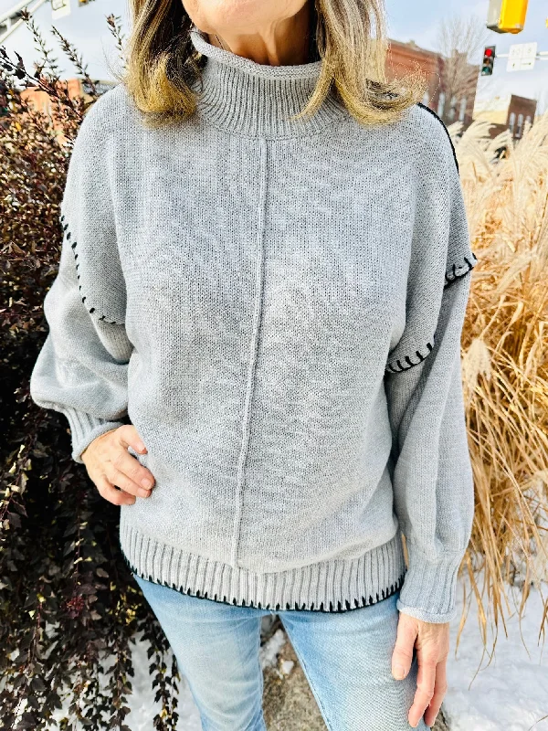 The Annie Mock Neck Sweater Cotton Fabric Linen Fabric Terry Fabric