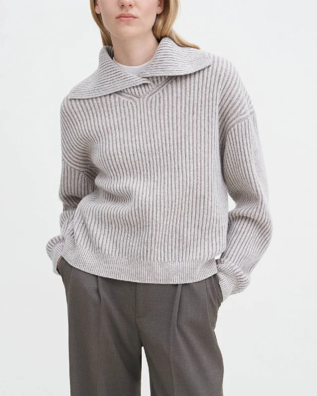 Rib Collar Sweater Stretchy Elastic Breathable