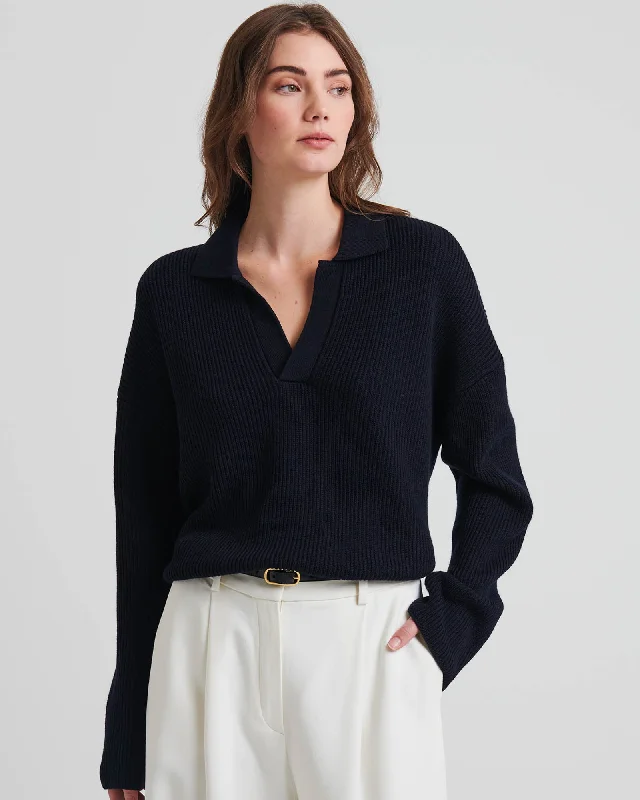Relax Polo Sweater Print Jacquard Patchwork
