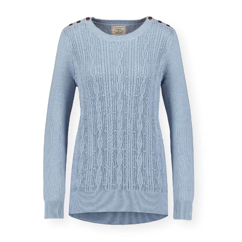 Cable Sweater with Button Detail Satin Fabric Silk Fabric Chiffon Fabric