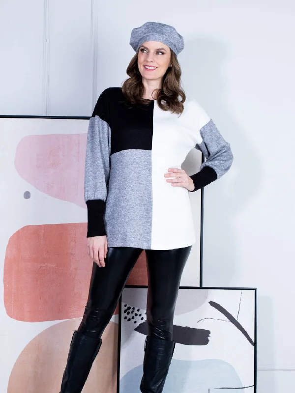 Long Sleeve Tunic Sweater Satin Blend Silk Blend Wool Blend