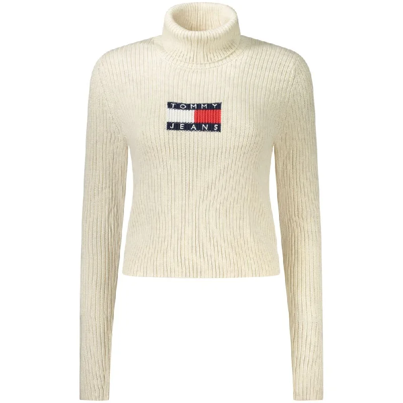 Beige Wool Sweater Zippered Front Buttoned Front Snap Front