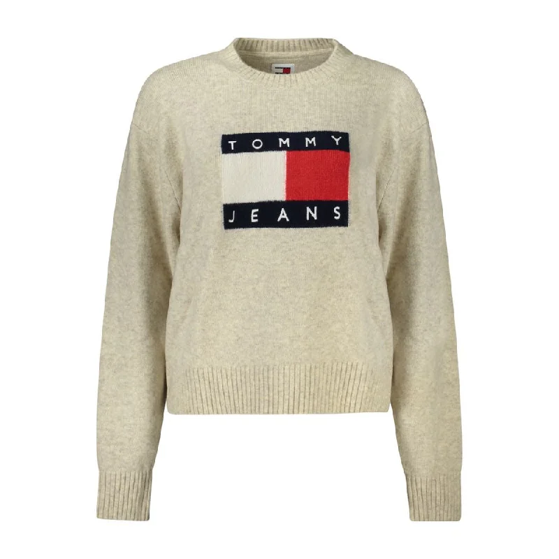 Beige Wool Sweater Fitted Loose Oversized