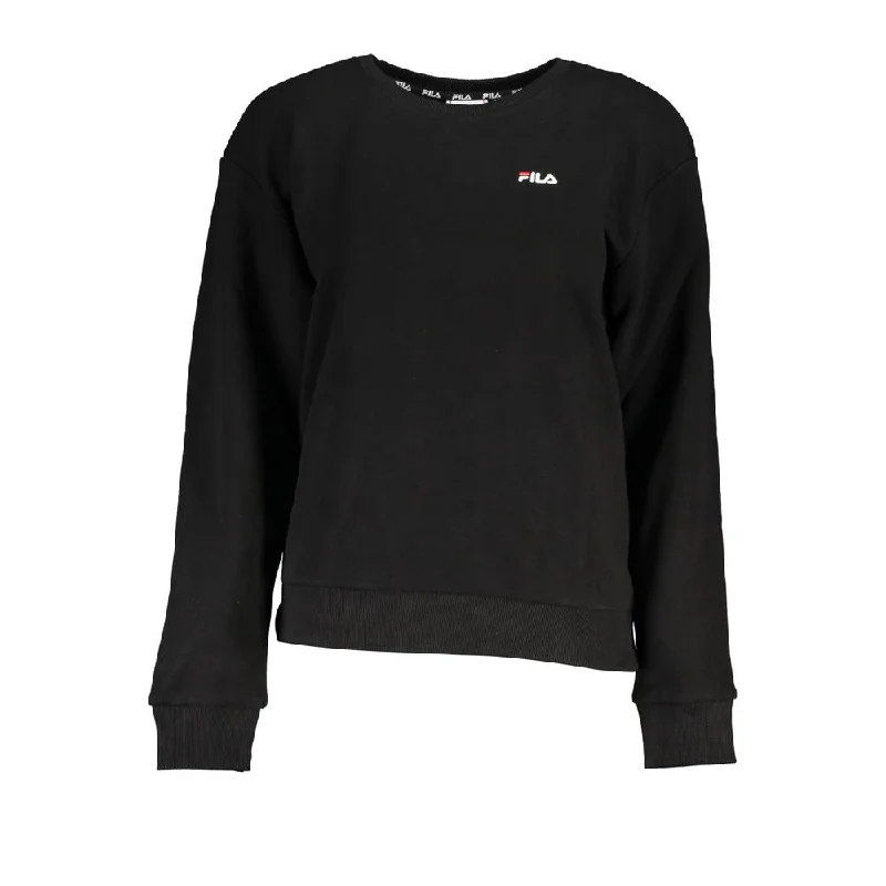 Black Cotton Sweater Real Fur Shearling Chenille