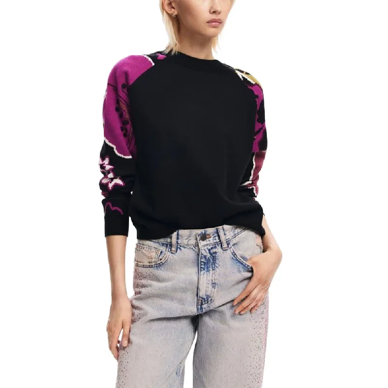 Black Viscose Sweater Bright Pastel Dark