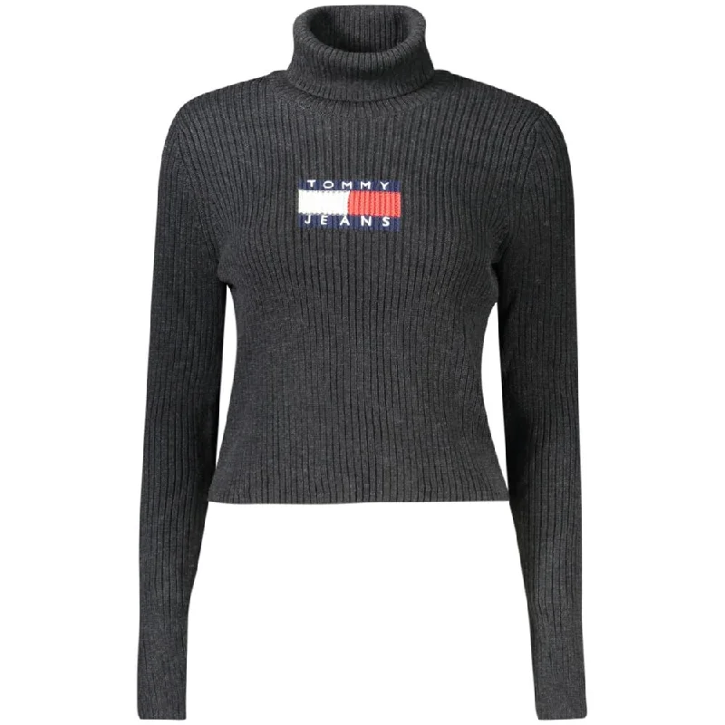 Black Wool Sweater Welt Pockets Slit Pockets Flap Pockets