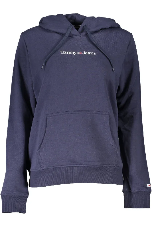 Blue Cotton Women Sweater Silk Blend Satin Velvet