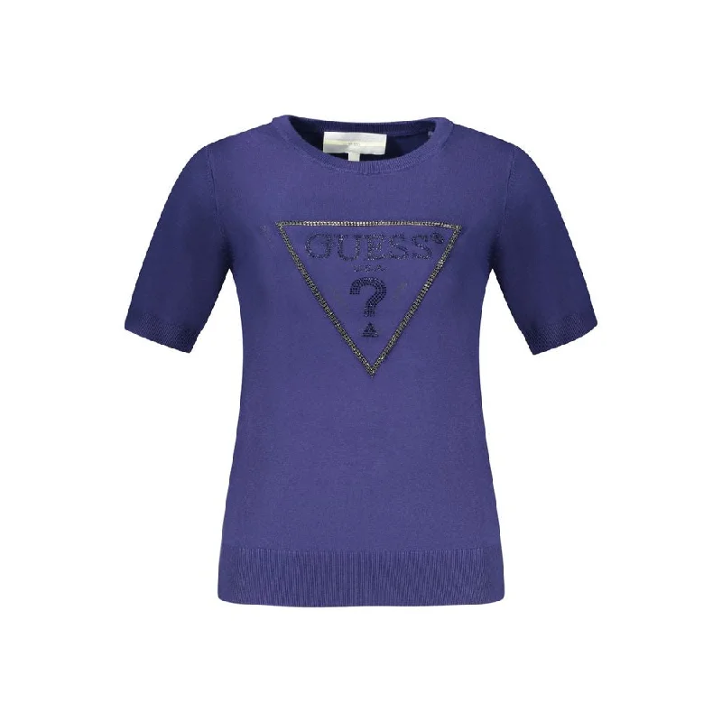 Blue Viscose Sweater High Neck Crew Neck V-Neck