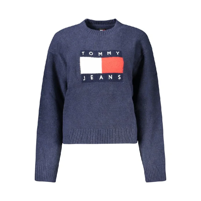 Blue Wool Sweater Boat Neck Shawl Collar Notched Collar