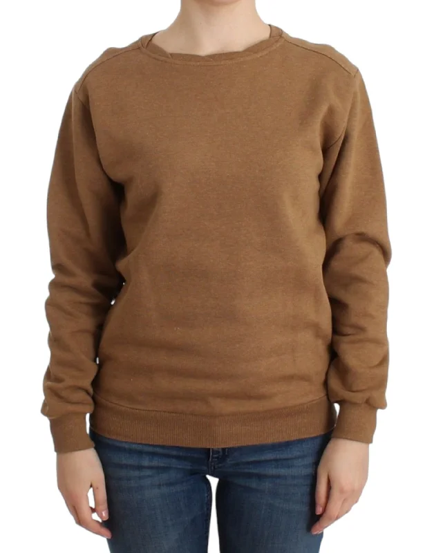 Chic Brown Crewneck Cotton Sweater Boxy Sweater Fitted Sweater A-Line