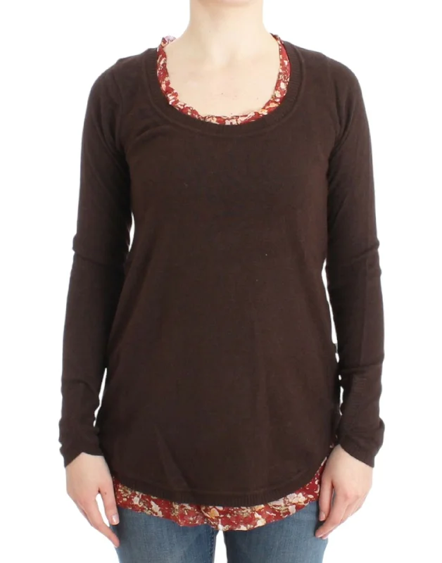 Chic Crewneck Silk-Appliqué Sweater Modern Contemporary Chic