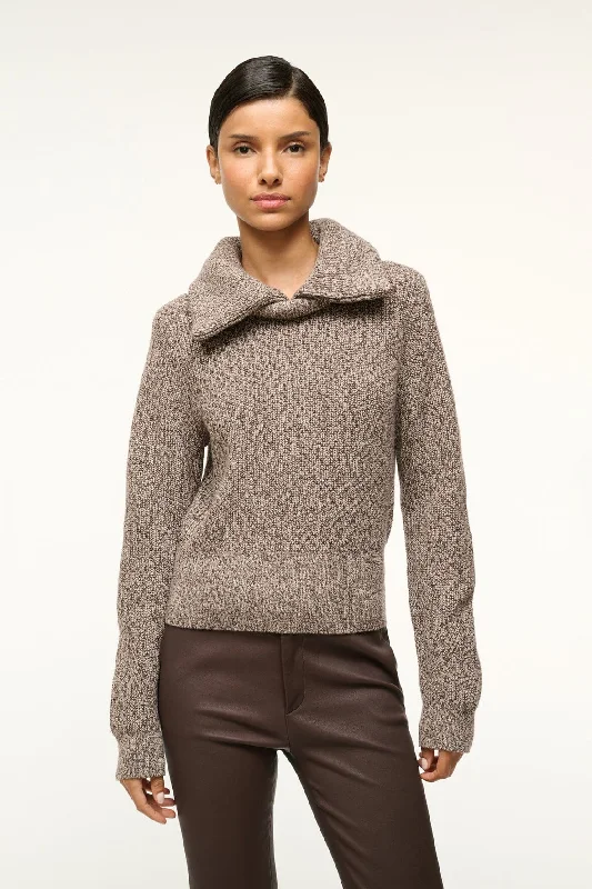 CHRISTOPHER SWEATER | MOCHA MELANGE Hooded Caped Shawl Collar