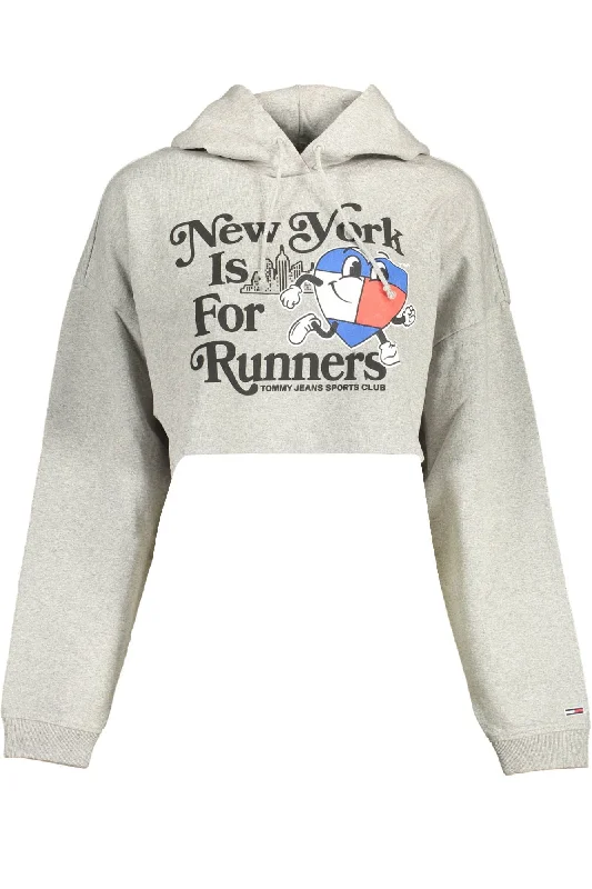 Gray Cotton Women Sweater Terry Terry Cloth Terry Knit
