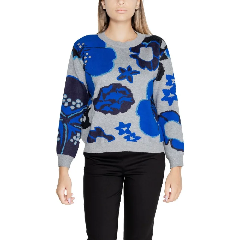 Gray Viscose Sweater Satin Blend Silk Blend Wool Blend