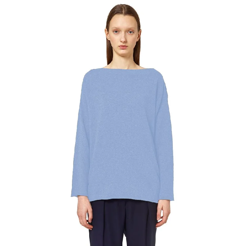 Light Blue Cashmere Sweater Hooded Caped Shawl Collar
