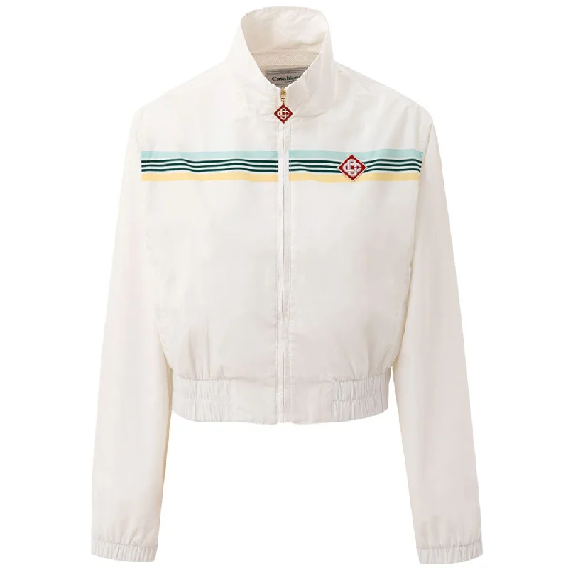 White Polyester Sweater Zippered Buttoned Snapped