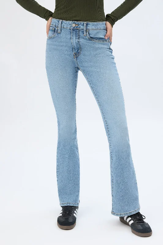High Rise Flare Jeans Elegant Tapered Leg Denim