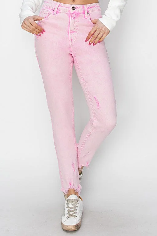 Acid Pink Skinny Jeans (l3) Comfortable Boyfriend Jeans