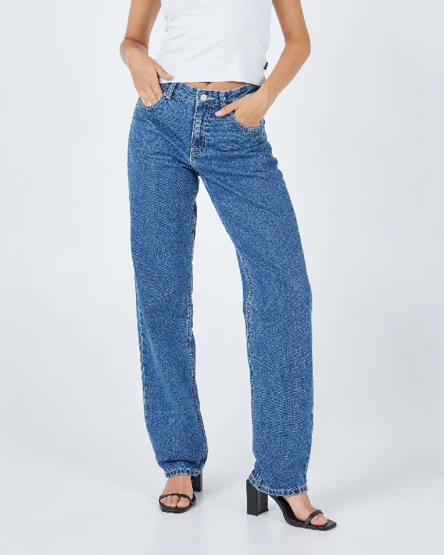 Arch Straight Jeans - Pebble Mid Stone Tall Stylish High-Rise Mom Jeans