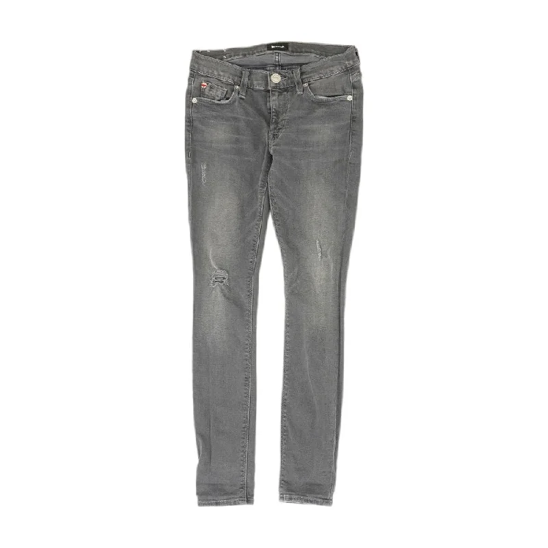 Black Solid Skinny Leg Jeans Fashionable Cropped Denim Jeans