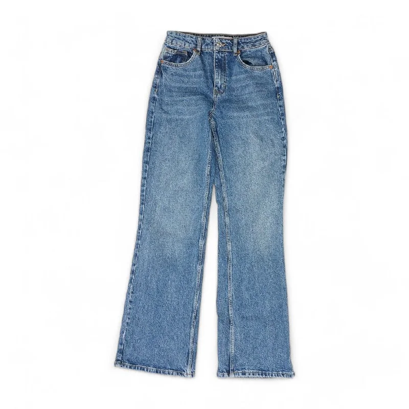 Blue Solid Flare Relaxed Jeans Chic Vintage-Inspired Denim Jeans