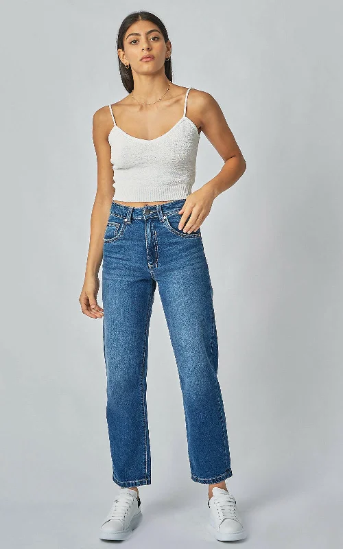 Evie Wide Leg Blur Blue Jeans Chic Faded Blue Jeans
