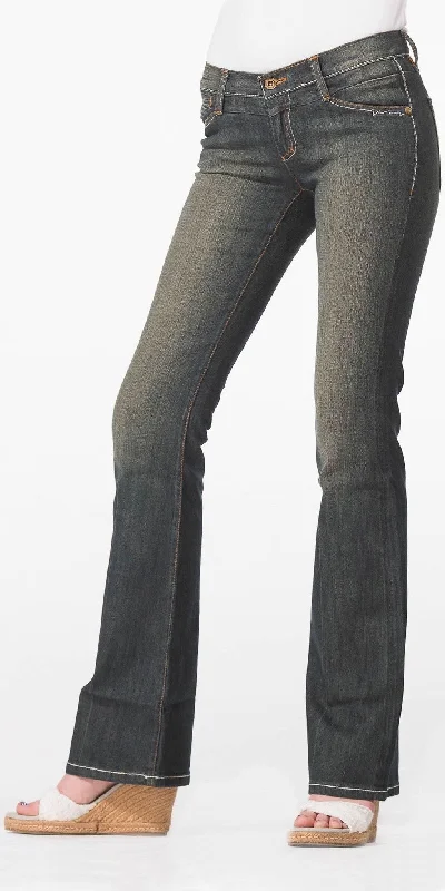 Faded Wash Bootcut Jeans Comfortable Distressed Straight-Leg Jeans