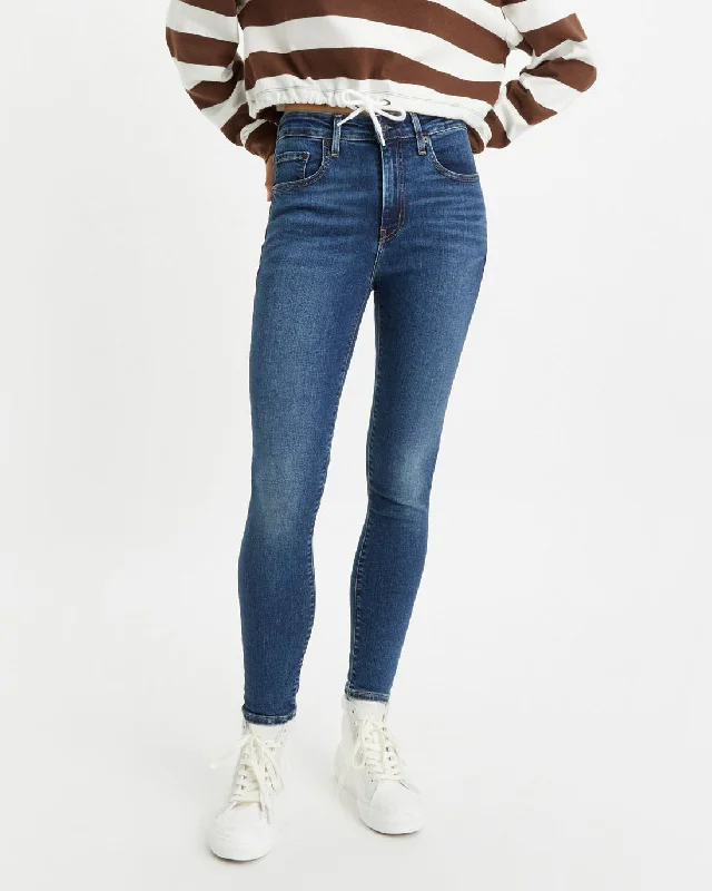 Levi's® Womens 721 High Rise Skinny Jeans - Blue Wave Dark Fashionable Raw Hemmed Jeans