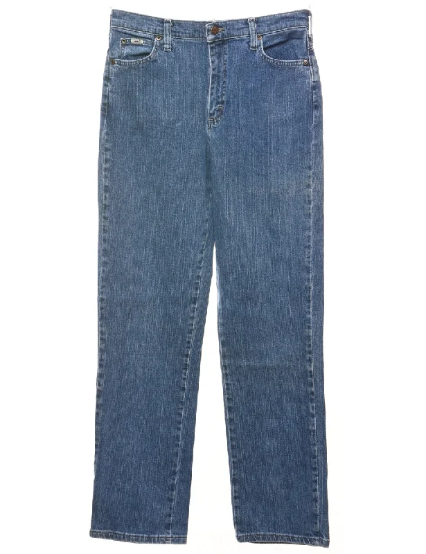 Medium Wash Relaxed Fit Lee Jeans - W30 L32 Trendy Low-Rise Bootcut Jeans